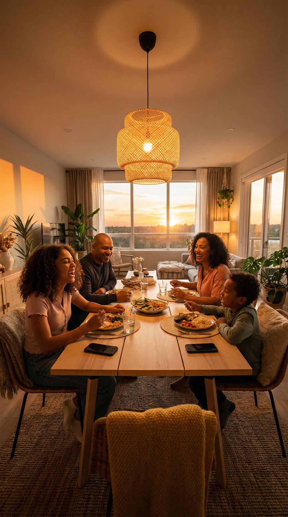 The whole family back around the dinner table